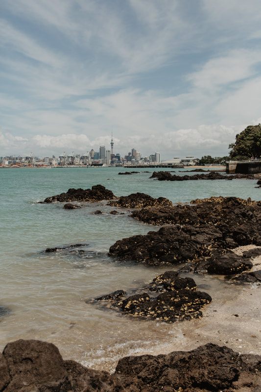 Auckland Harbor and skyline from Waiheke Island