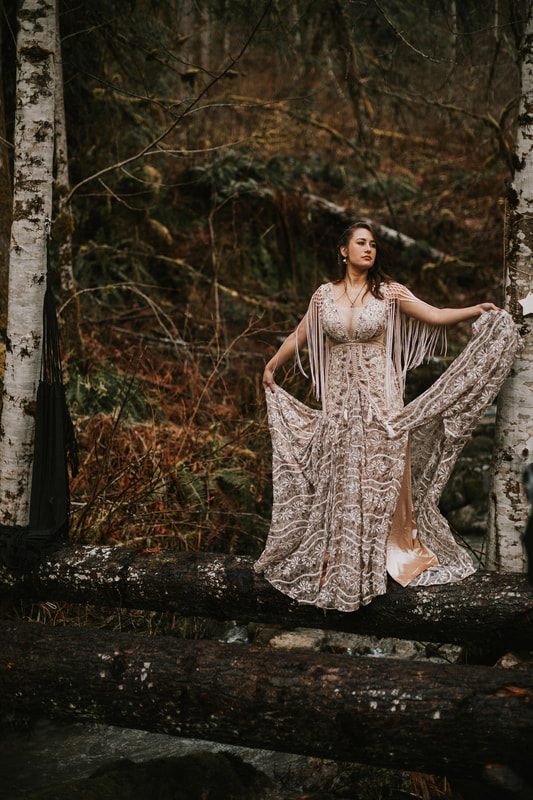 Wide shot of the A-frame cabin decorated for a galaxy-themed elopement
