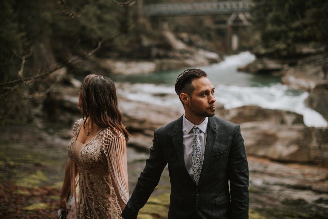 Candid moment between the newlyweds during their intimate elopement
