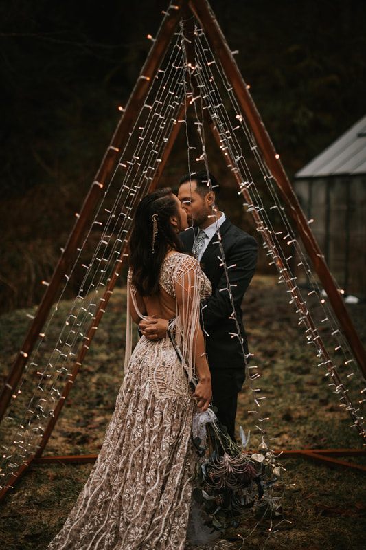 Candid moment between the newlyweds during their intimate elopement