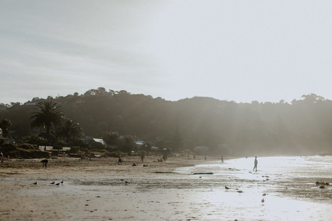 Waiheke Island beach with clear turquoise water