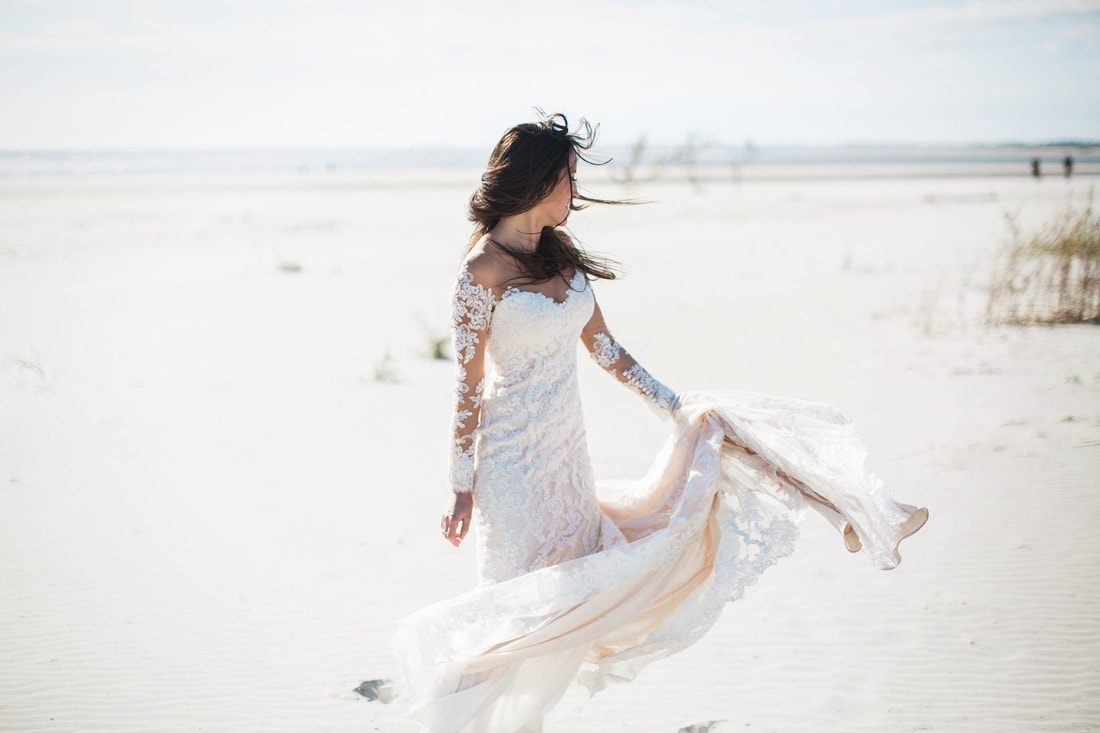 Detail shot of Olivia's bridal bouquet during her Charleston portrait session.