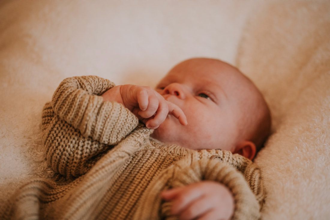 Newborn baby sleeping peacefully in soft natural window light