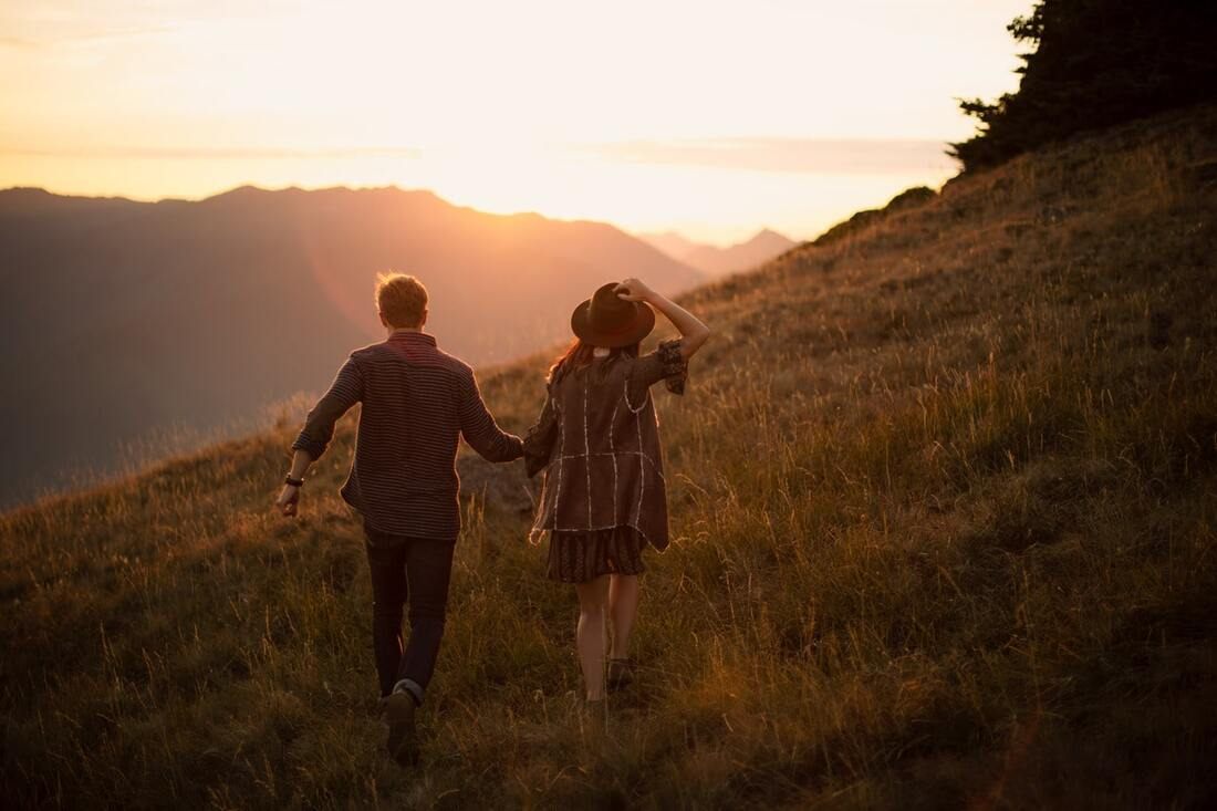 Final golden-hour portrait of Brittani and Trenton at Hurricane Ridge