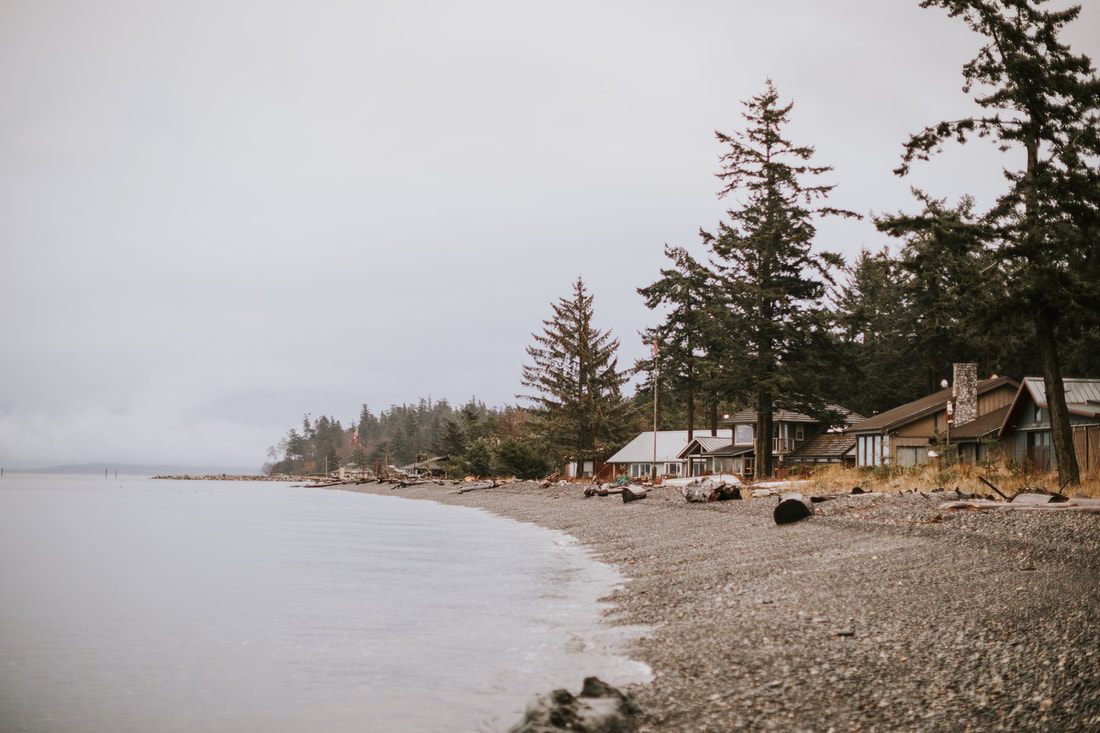 Bride getting ready before her Orcas Island wedding ceremony