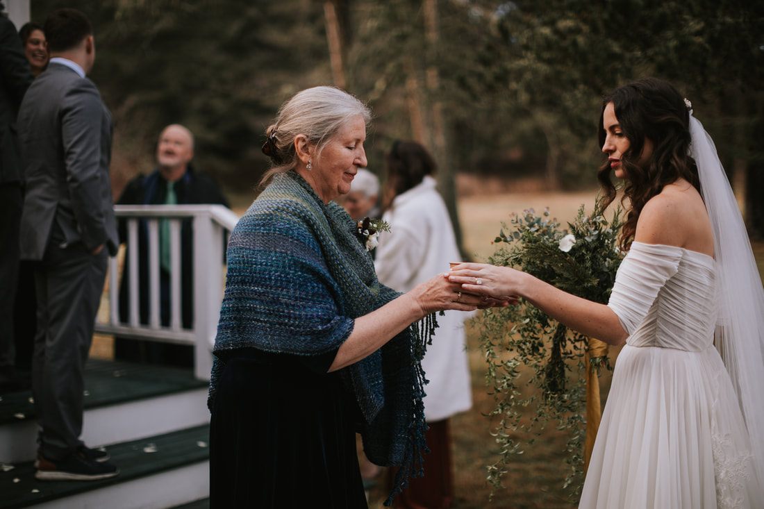 Guests watching the ceremony inside the quaint chapel