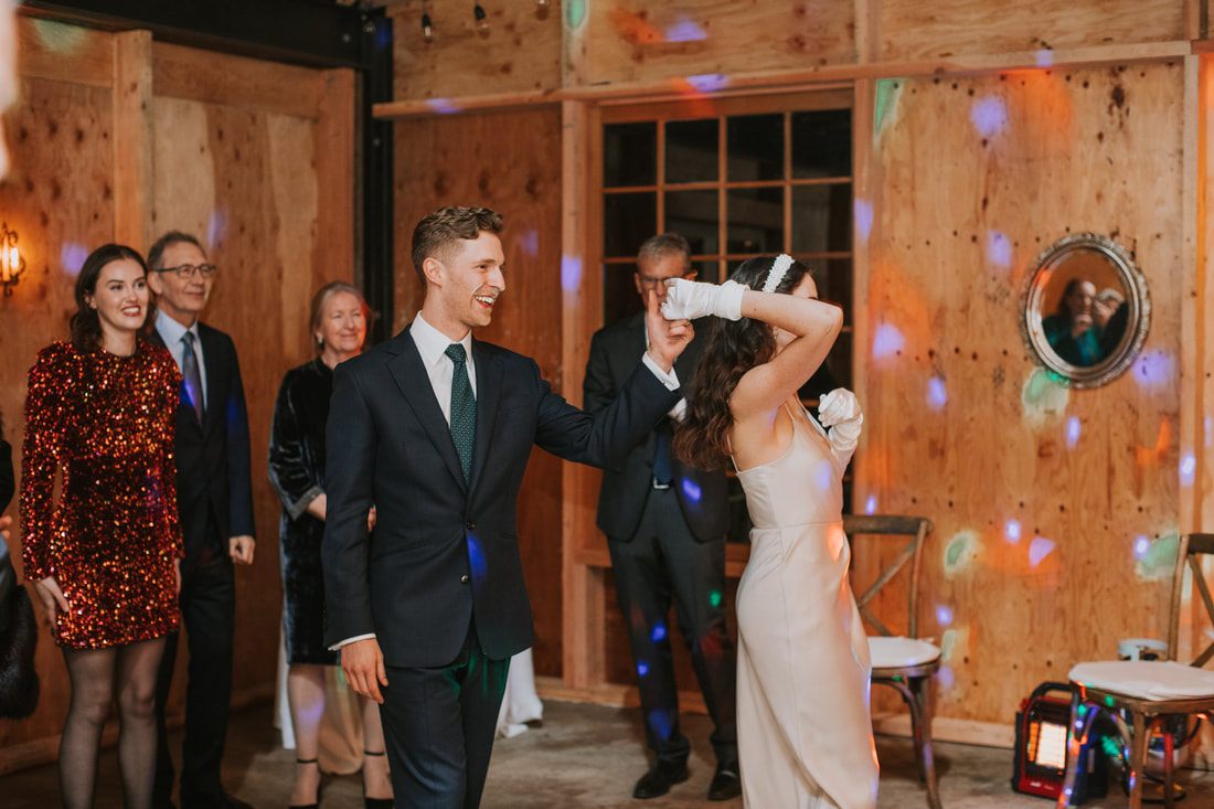 Guests celebrating the New Year's Eve countdown at the reception
