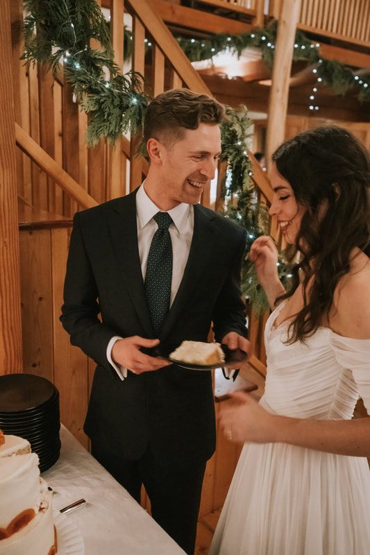 Guests enjoying hot apple cider and shortbread before the reception