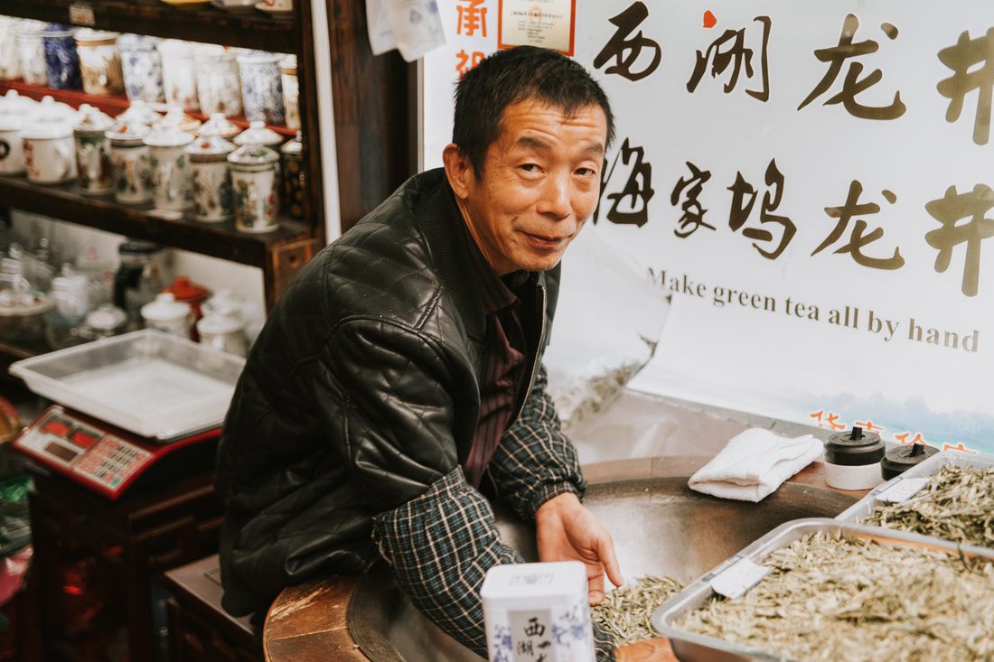 Traditional Chinese crafts for sale at Shanghai's City God Temple market.