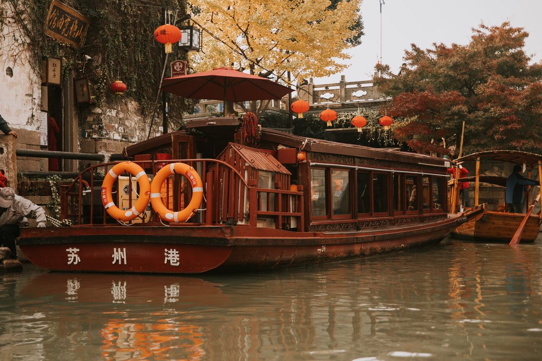 Traditional bridge and pagoda architecture in Suzhou, China