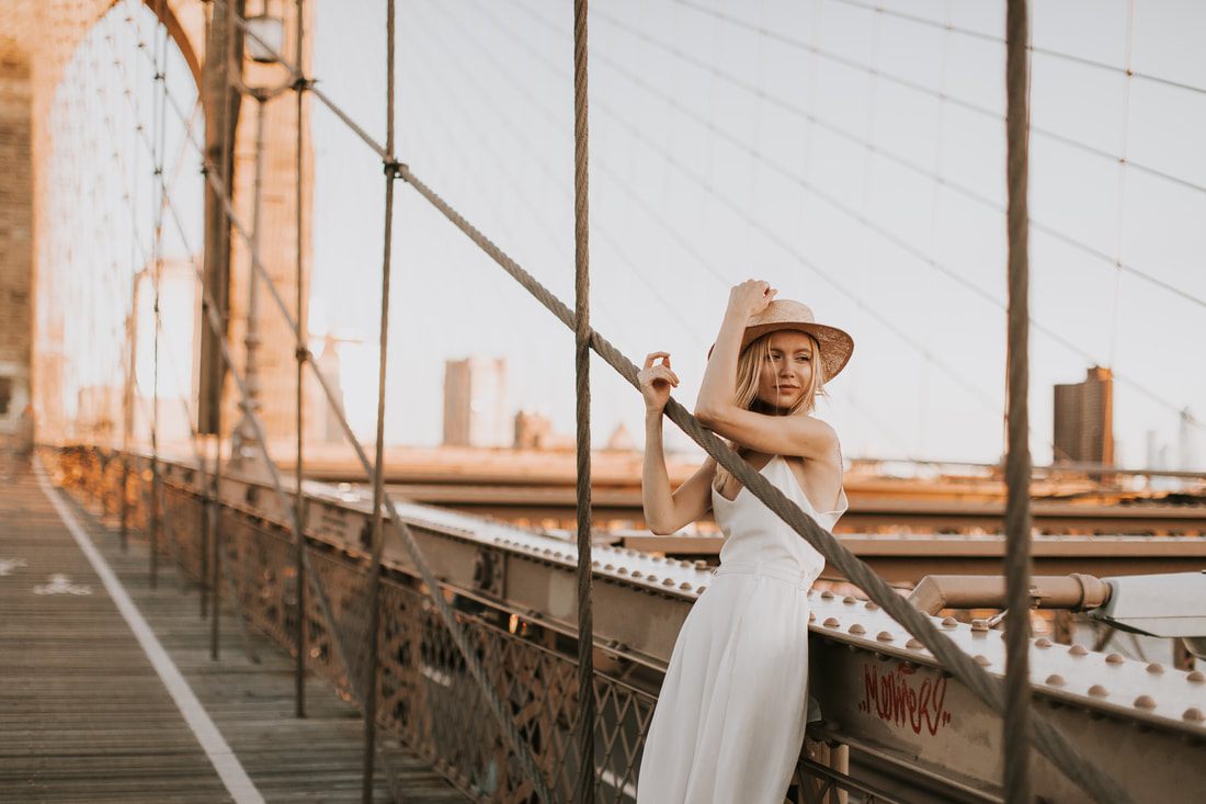 Editorial-style portrait of Valentina against a New York City backdrop