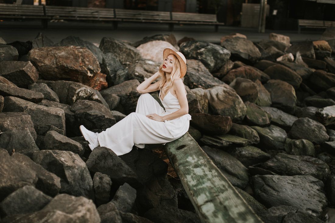 Valentina posed on a quiet residential street in Brooklyn, New York