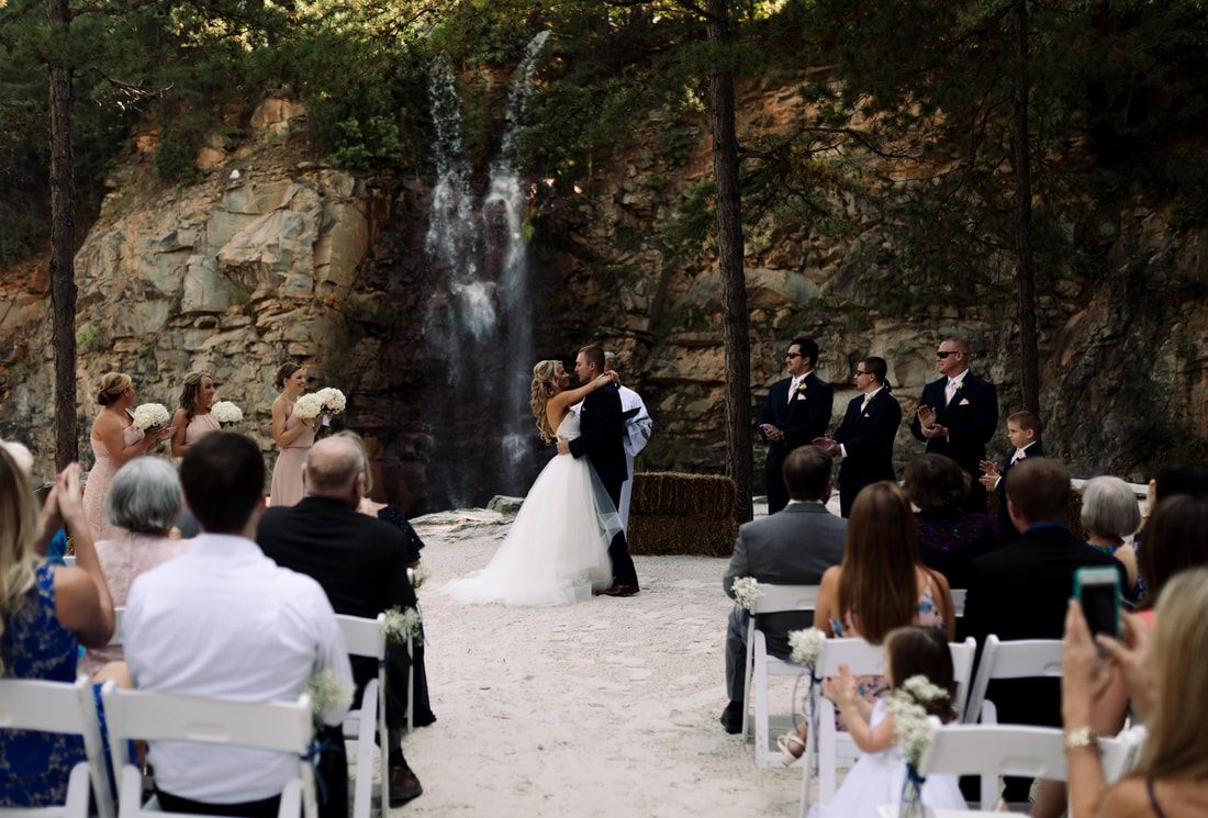 Bride and groom exchanging vows in the North Carolina woods