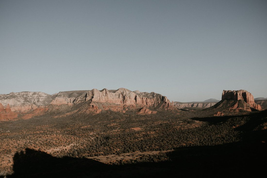 Hiking trail views of Sedona, Arizona's dramatic rock formations.