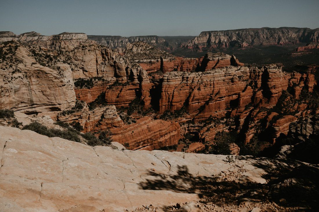 Red rock formations glowing at sunset in Sedona, Arizona.