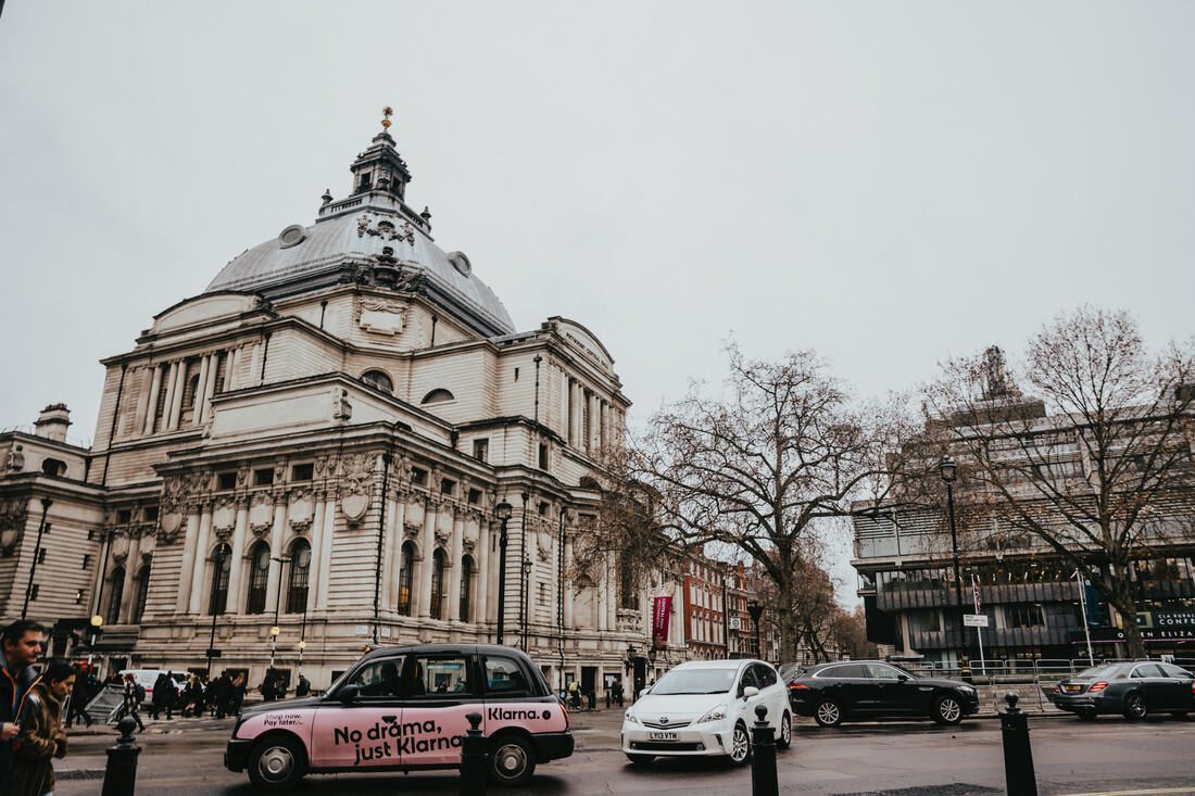 Historic architecture along a London city street