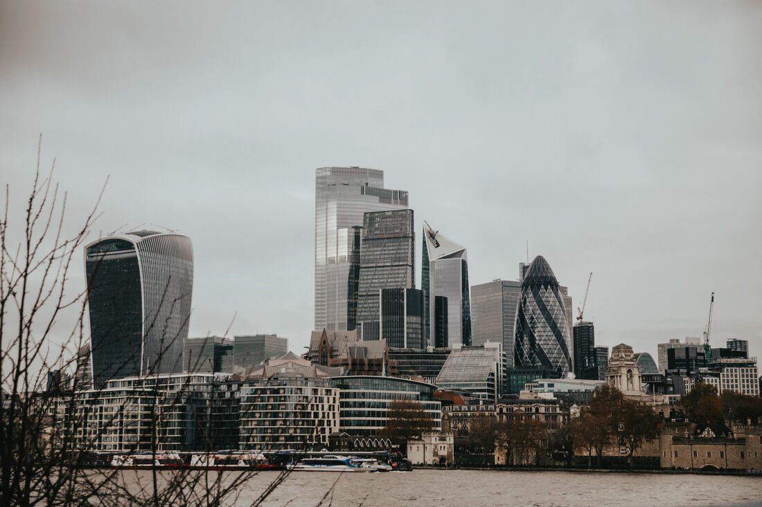 Historic architecture along a London city street