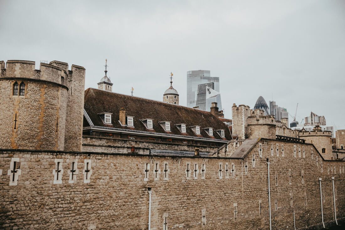 Historic architecture along a London city street