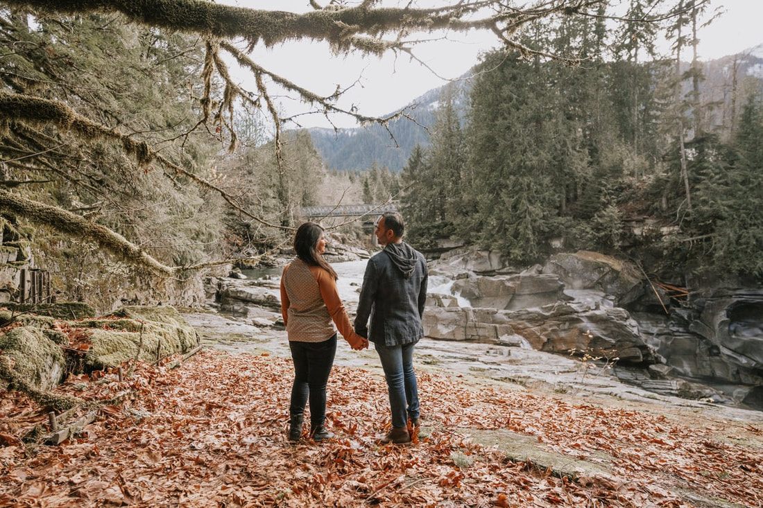 Portrait of the couple beside the North Fork Skykomish River