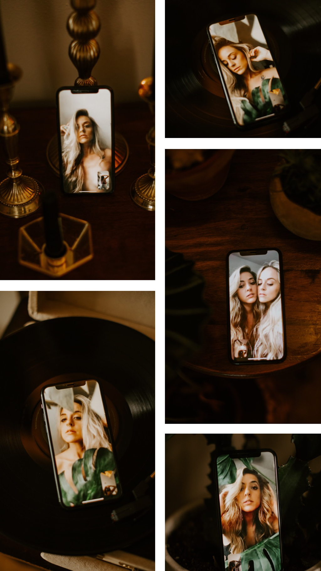 Stylized portrait framed through a video call screen
