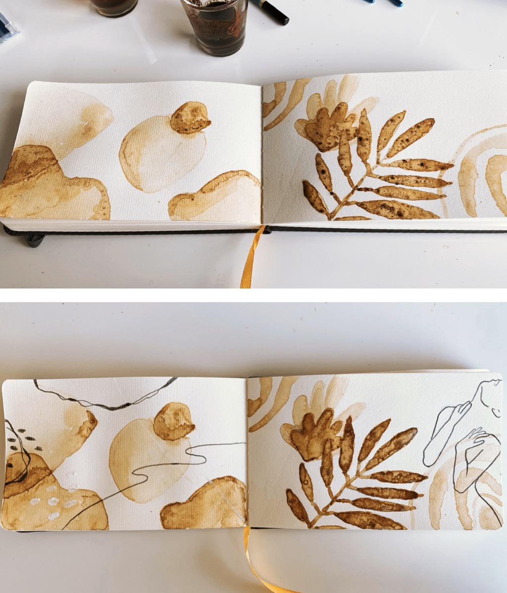 A finished coffee painting piece