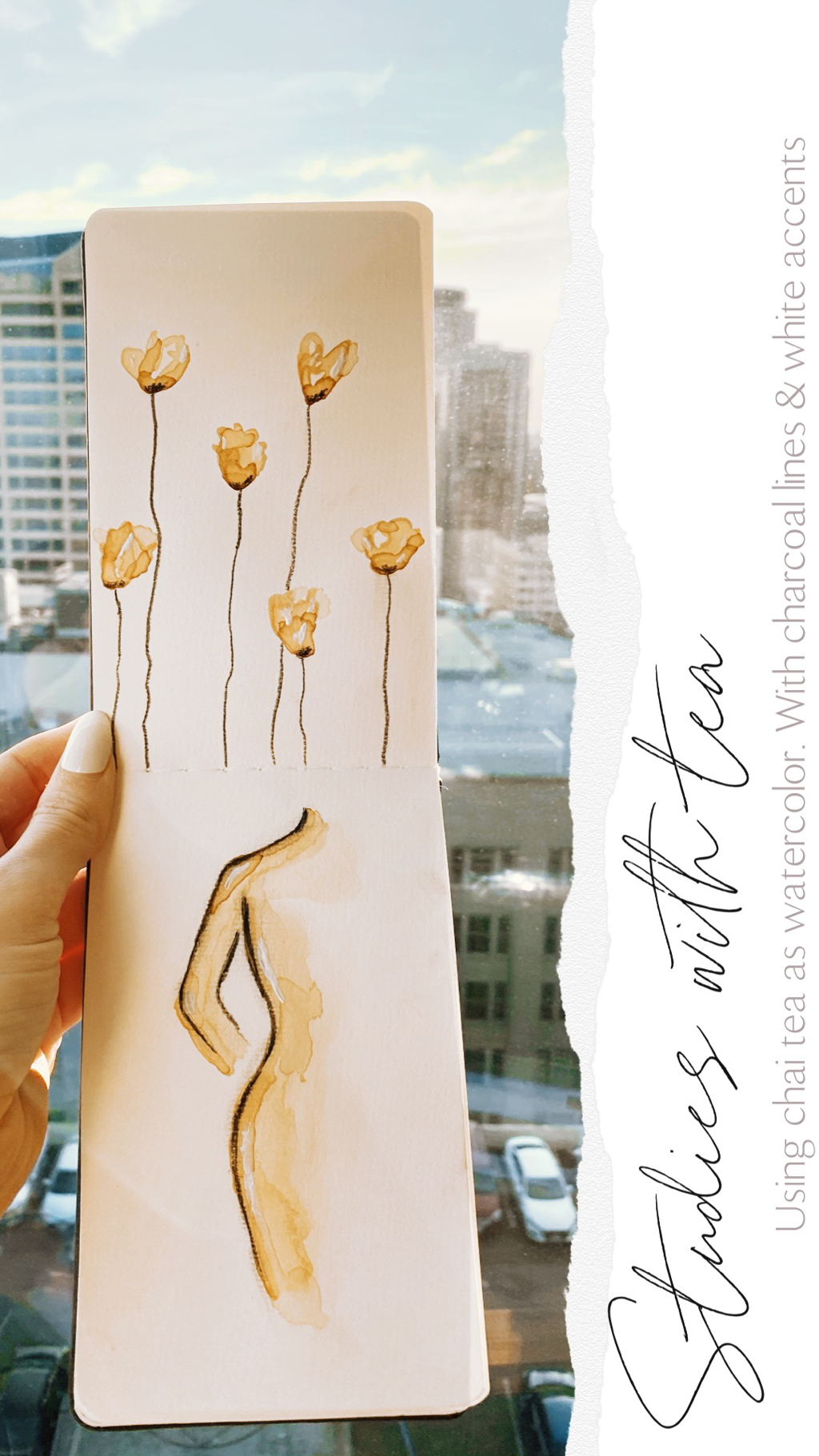 A watercolor-style painting made with steeped tea