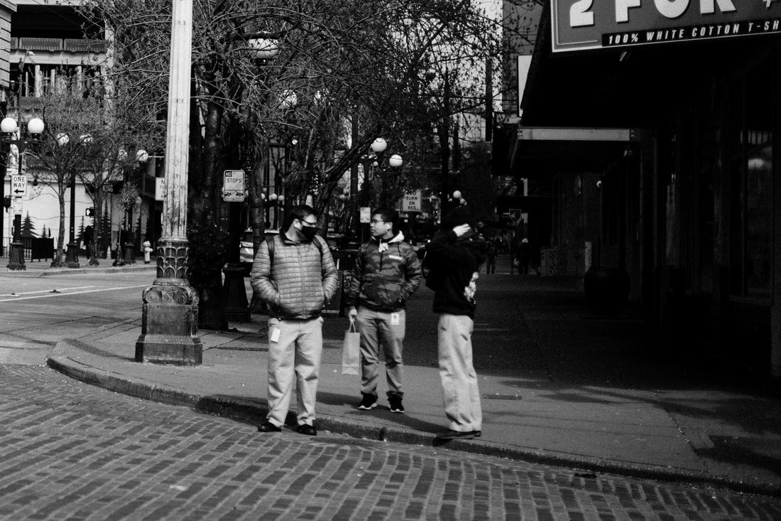 Vacant downtown Seattle intersection during the spring 2020 lockdown.