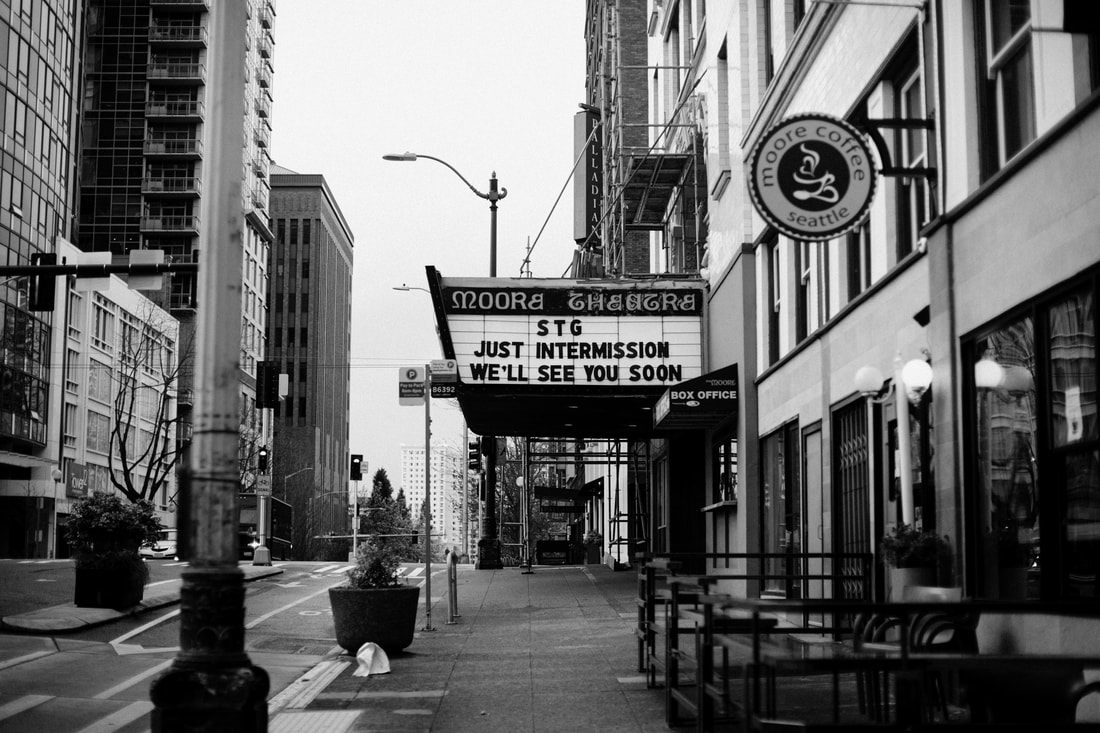 Documentary street photo of empty downtown Seattle during quarantine.