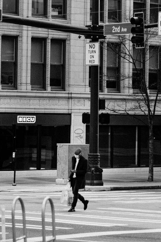 Empty downtown Seattle street during the 2020 COVID-19 quarantine lockdown.