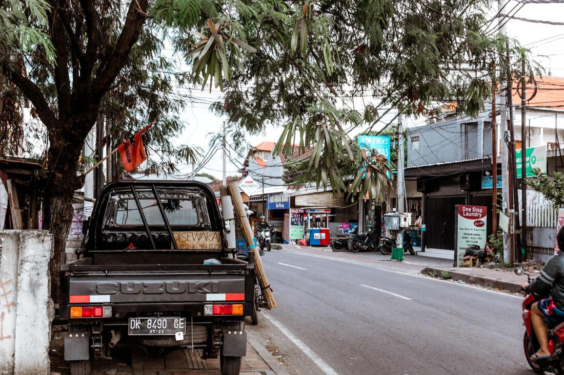 Local Bali village scene along a quiet backroad