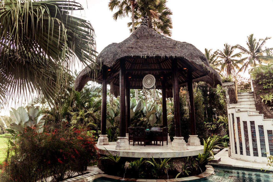 Friends relaxing by a private pool during a Bali trip (another moment from the trip)