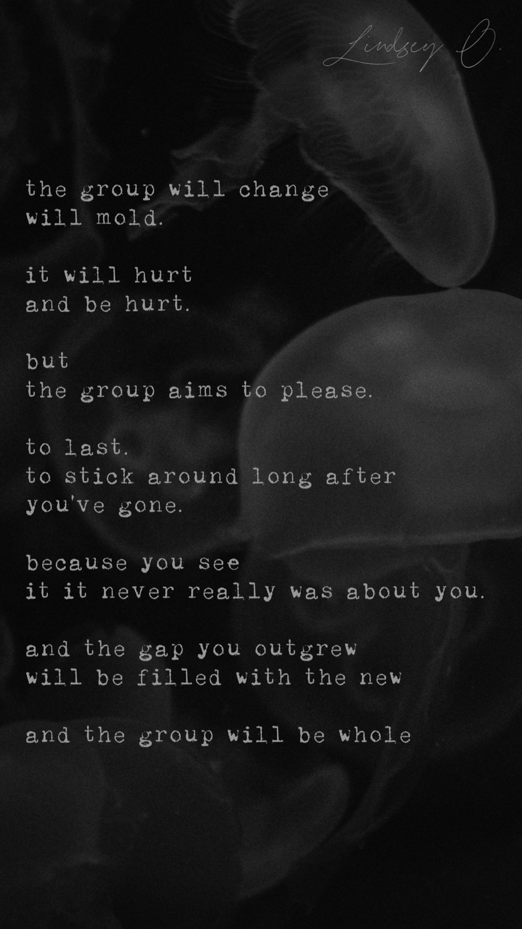 A third handwritten poem by Lindsey O, an intimate piece of personal writing