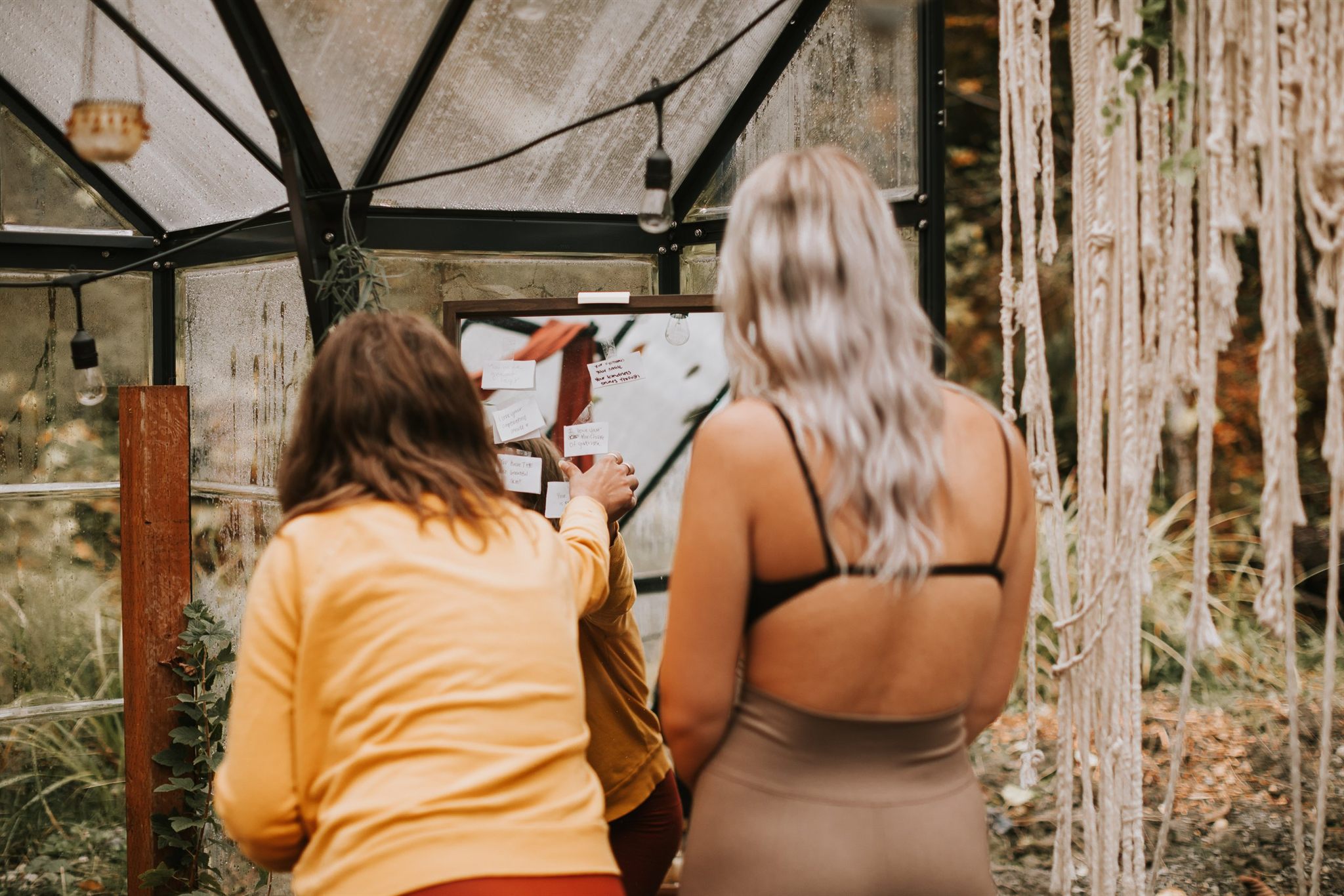 PNW women's circle group at an A-frame cabin in the Cascades