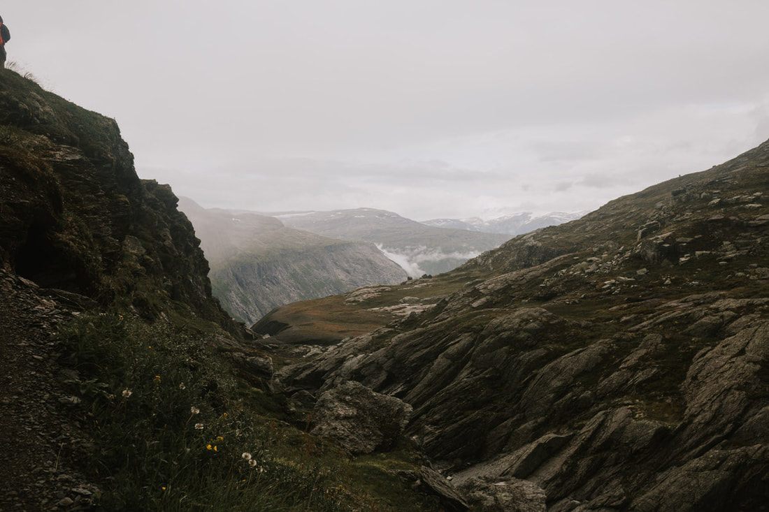 Small wooden houses in a Norwegian town along the route to Trolltunga (another frame from the trip)