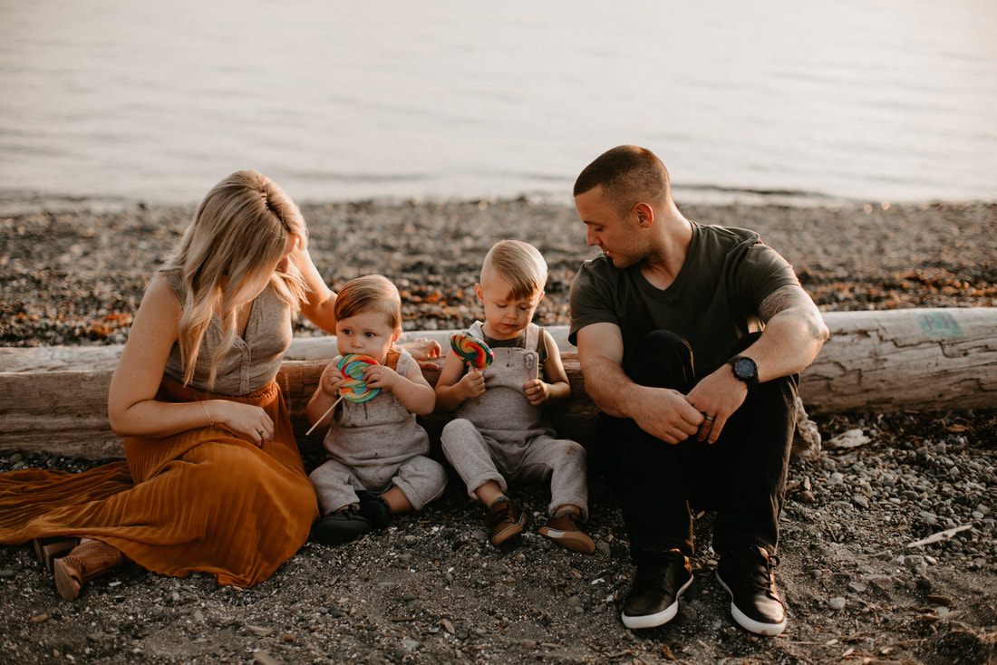 Final family portrait with the Puget Sound water in the background