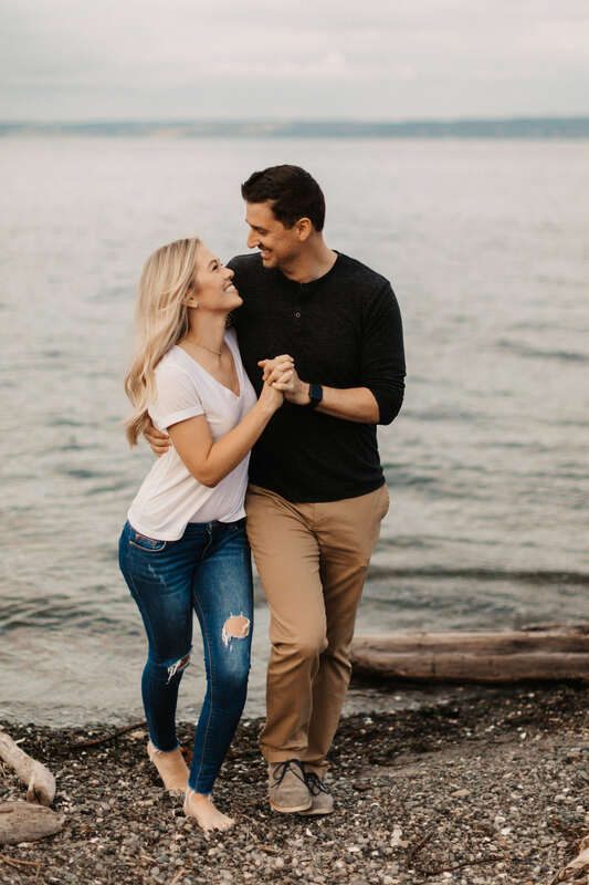 Wide shot of the forest trail on Bainbridge Island during the engagement session