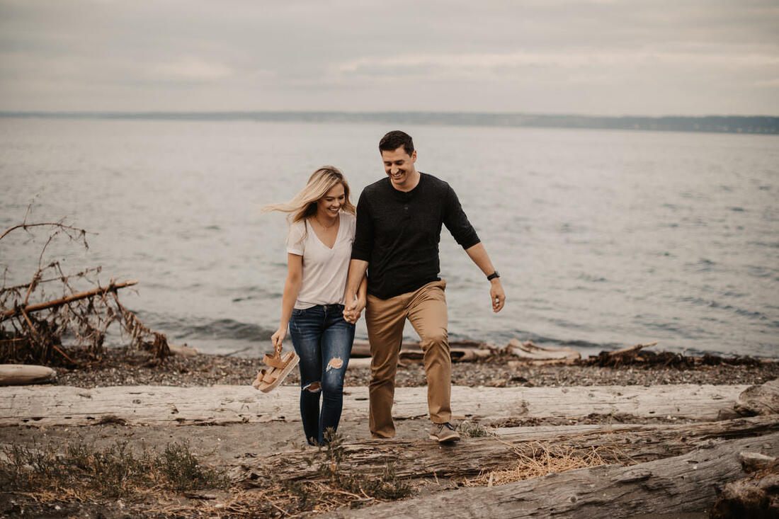 The couple posed among ferns and moss-covered trees, a different angle