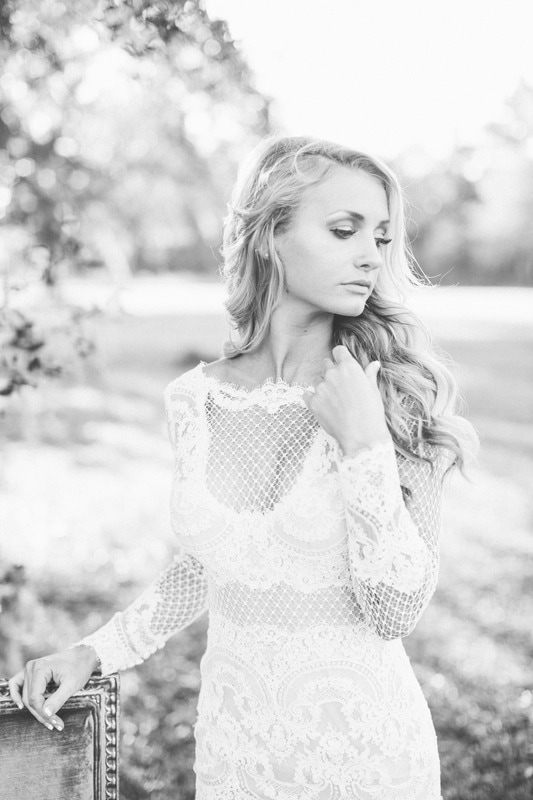 Bridal fashion editorial image showcasing a Modern Trousseau gown's texture and detail