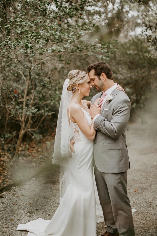 Lindsey walking down the aisle at the Magnolia Plantation elopement ceremony