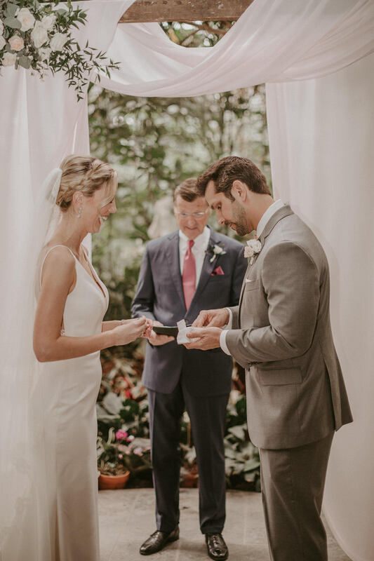 Close-up of the couple's toast during their small elopement reception