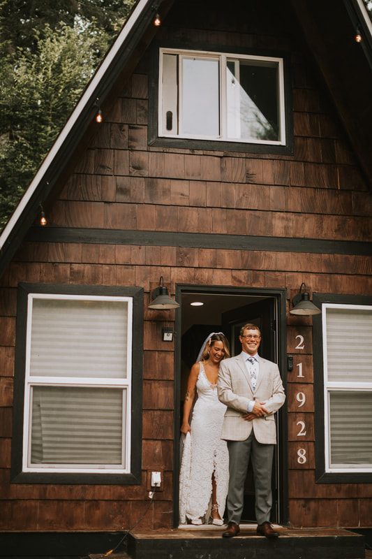 Wedding ceremony setup on the banks of the Skykomish River