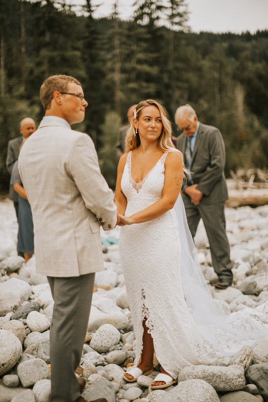 Reception setup at That PNW Cabin with string lights