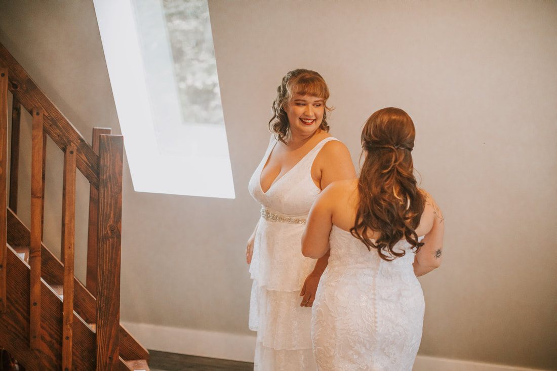 Doilies and teapots decorating the reception table, captured from another angle