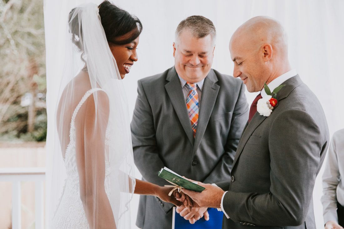 Guests gathered for the small intimate beach ceremony in Charleston, back at the beach house