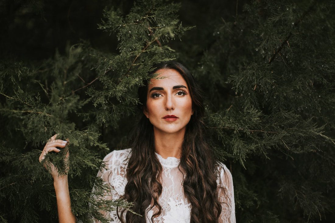 Close-up of bridal hair and makeup styling