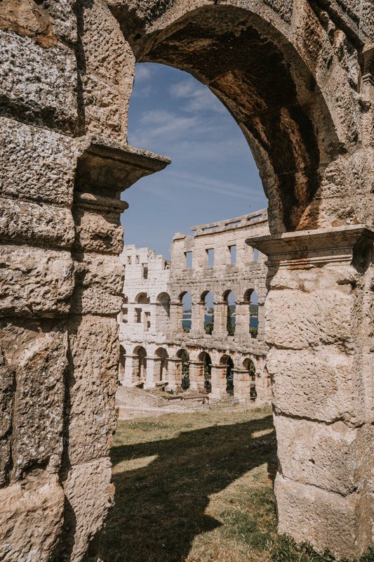 Photo of historic stone architecture in a coastal old town in Croatia