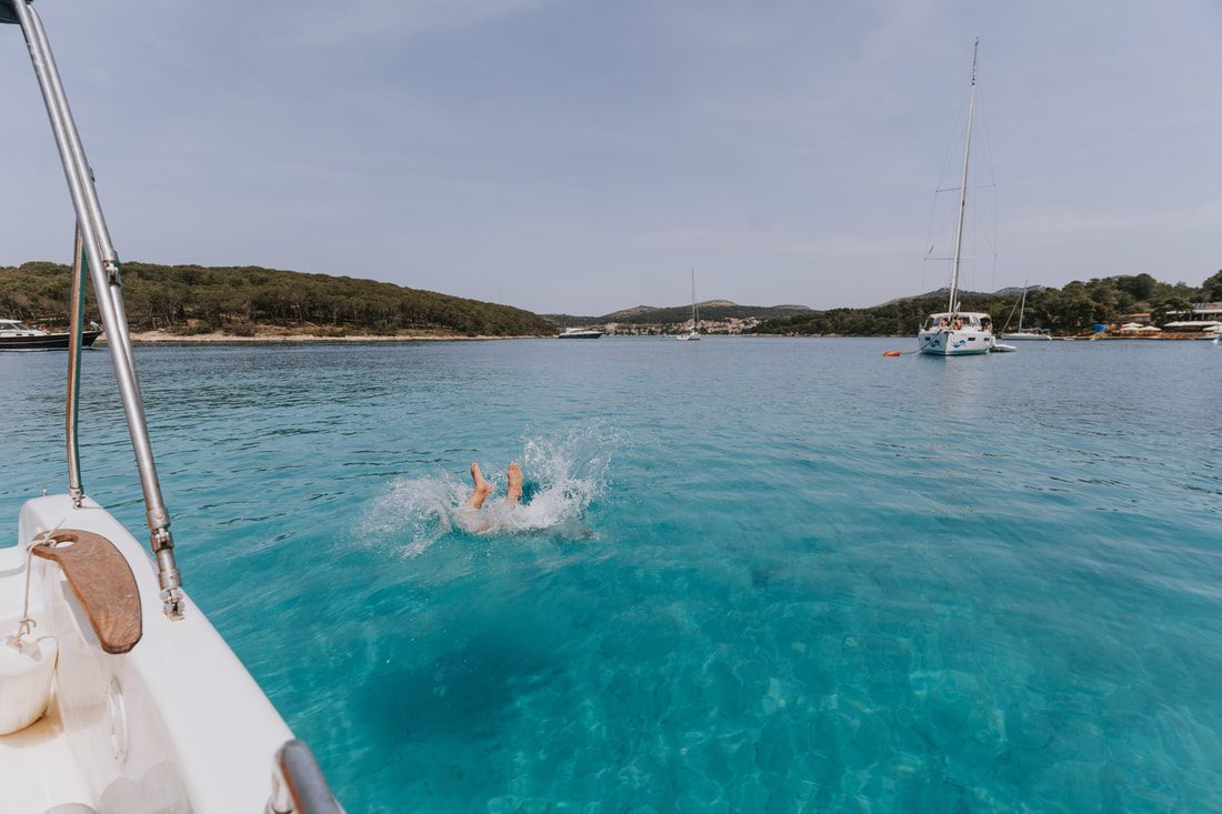 Photo of a view of the island of Hvar from the water in Croatia