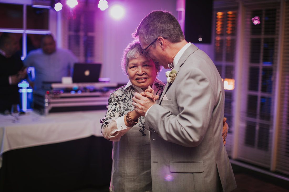 A close-up portrait of Fritz and Christopher on their wedding day.