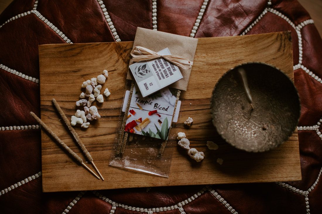 Styled product shot of Leftover Hippies incense packaging on a neutral backdrop