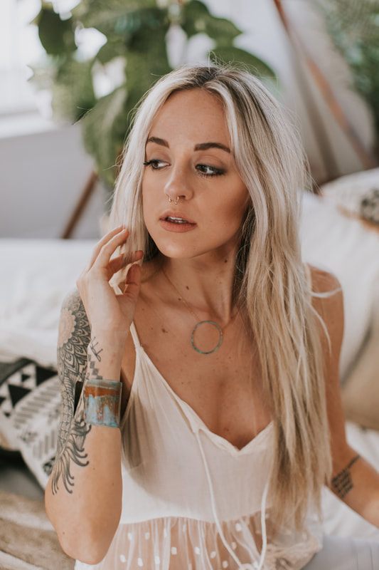 Samantha modeling another DeeRuel jewelry design